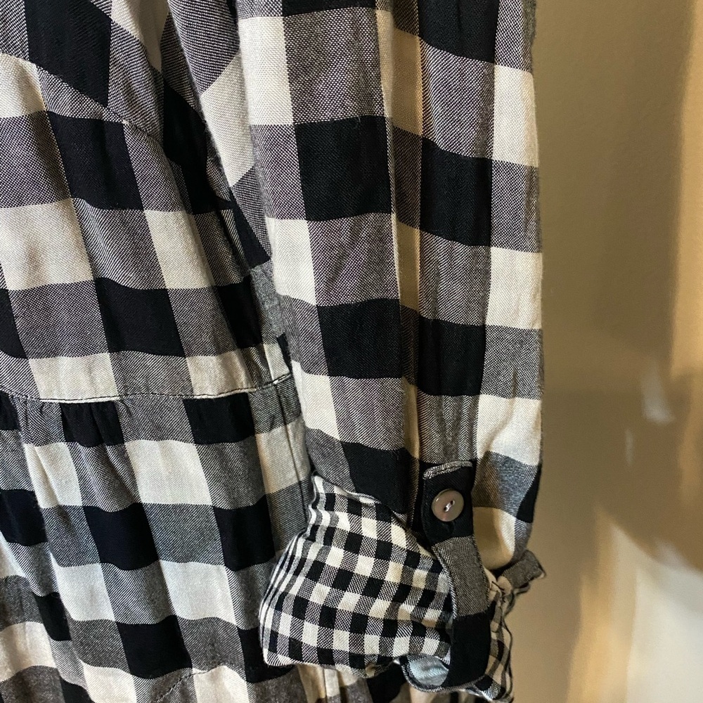J.Jill Black White Gingham Empire Waist Country Chic Button Back Dress | Small - Picture 4 of 7